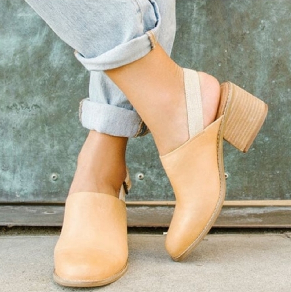 TOMS Leather Leila Slingback Mules
